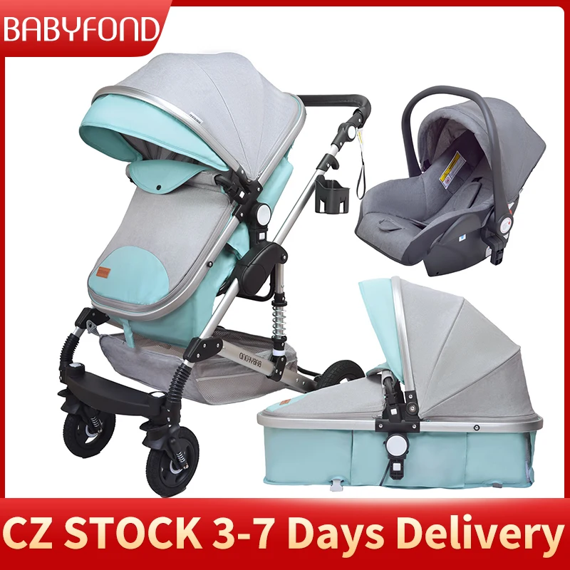 On Sales ! Babyfond High Landscape Baby Stroller 3 in 1 Carriage Aluminum Alloy Frame Pram EU Stand Kids Car With Comform | Мать и