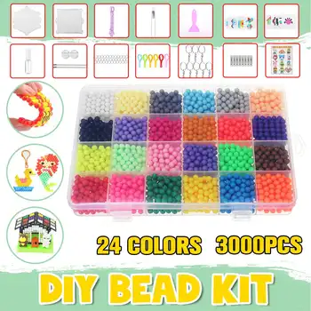 

24 colors, 3000 pcs,, do-it-yourself water spray balls, 3D puzzles, toy, magic balls Hama, educational gift, water, Perlen,