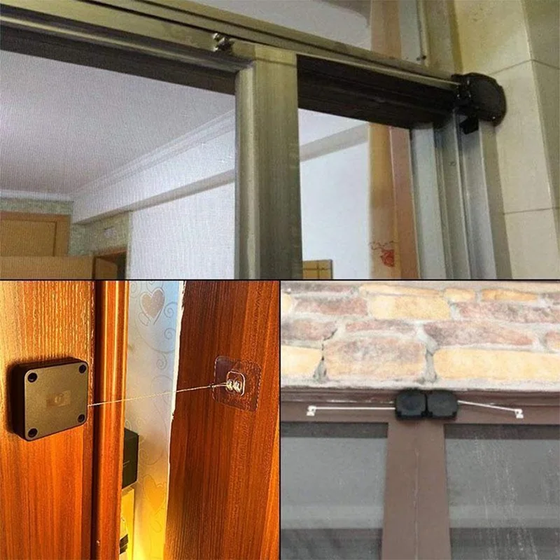 1pc 1M Quick Install Hole-free Punch-free Automatic Sensor Door Closer Automatic Mounted Spring Adjustable Surface Door Winter door closer
