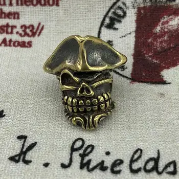 

1PC Pirate Captain Skull Retro Brass Oxide EDC Paracord Beads Umbrella Rope Cord Lanyard Pendants Knife Beads Accessories