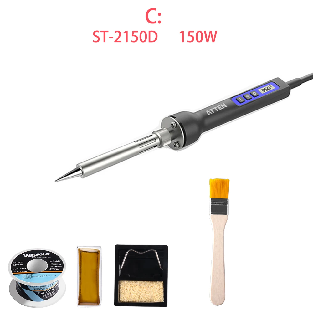 ST-2150D C ATTEN 65/80 Вт/150 Вт электрическая паяльная станция, 110V 220V с цифровым ЖК-дисплей Дисплей Температура Регулируемый наконечник паяльника - Цвет: ST-2150D C