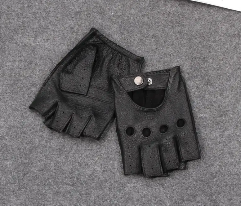 Мужские и wo мужские кожаные перчатки из натуральной кожи с оленем спортивные перчатки без пальцев для вождения и верховой езды R1936