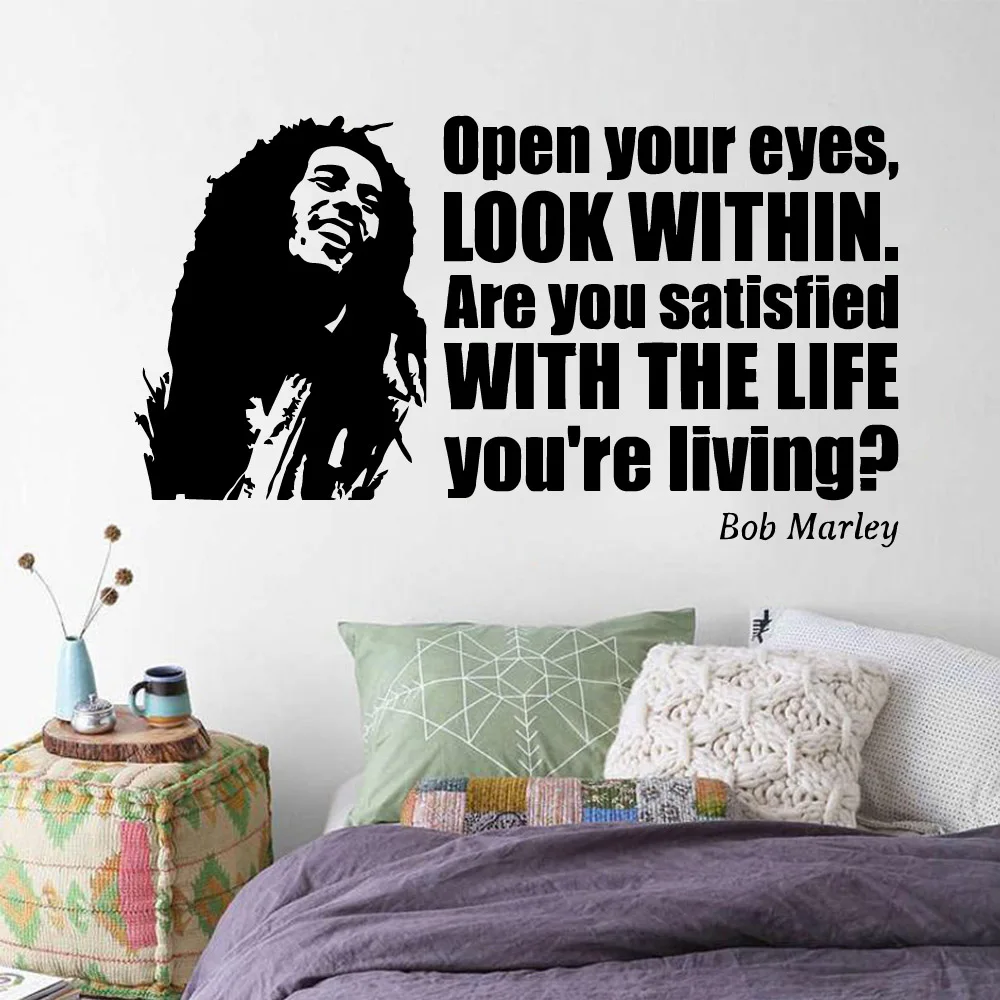 Colorful Soul Music Singer Bob Marley Removable Art Vinyl Wall Stickers For Kids Rooms Waterproof Wall Art Decal
