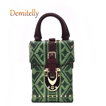 

New Texture Lock Women's Handbag Fashion Rivet Small Box Shape One-shoulder Messenger Bag Luxury Mini Ladies Tote Bag Wallet