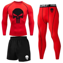 2/3 Pcs Men's Sportswear Compression Suit Workout Sportswear Workout Suit Fitness Long Sleeve Leggings and Leggings