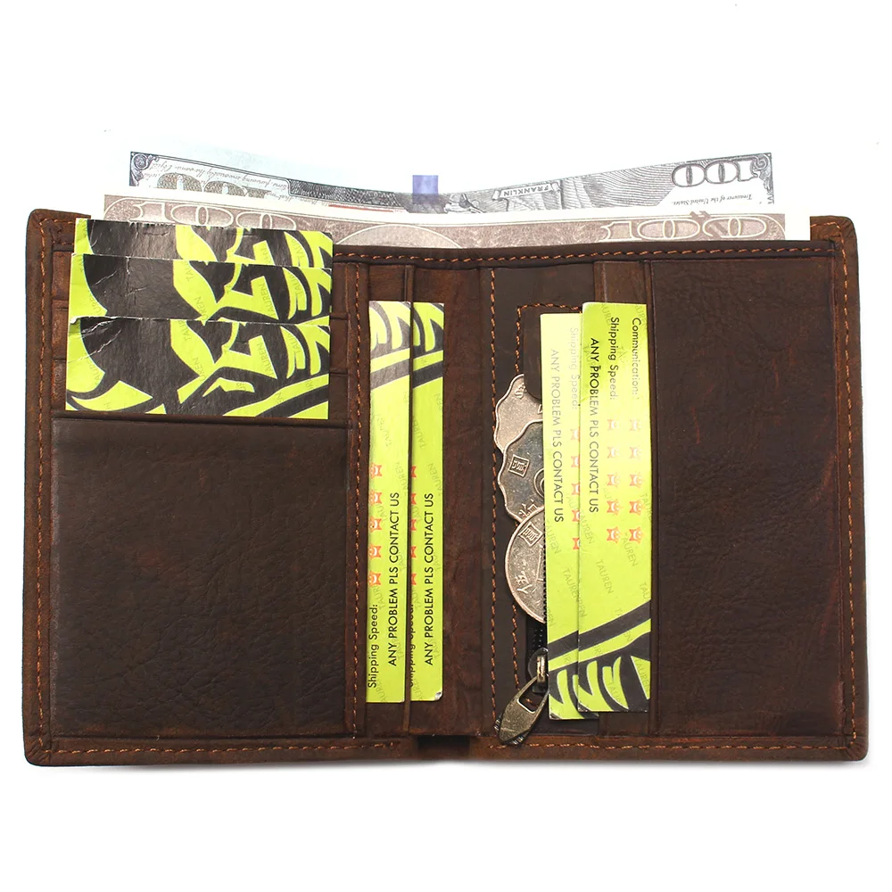 Мужской кожаный бумажник Crazy Horse с рельефным узором, импортный кожаный мужской кошелек из натуральной кожи