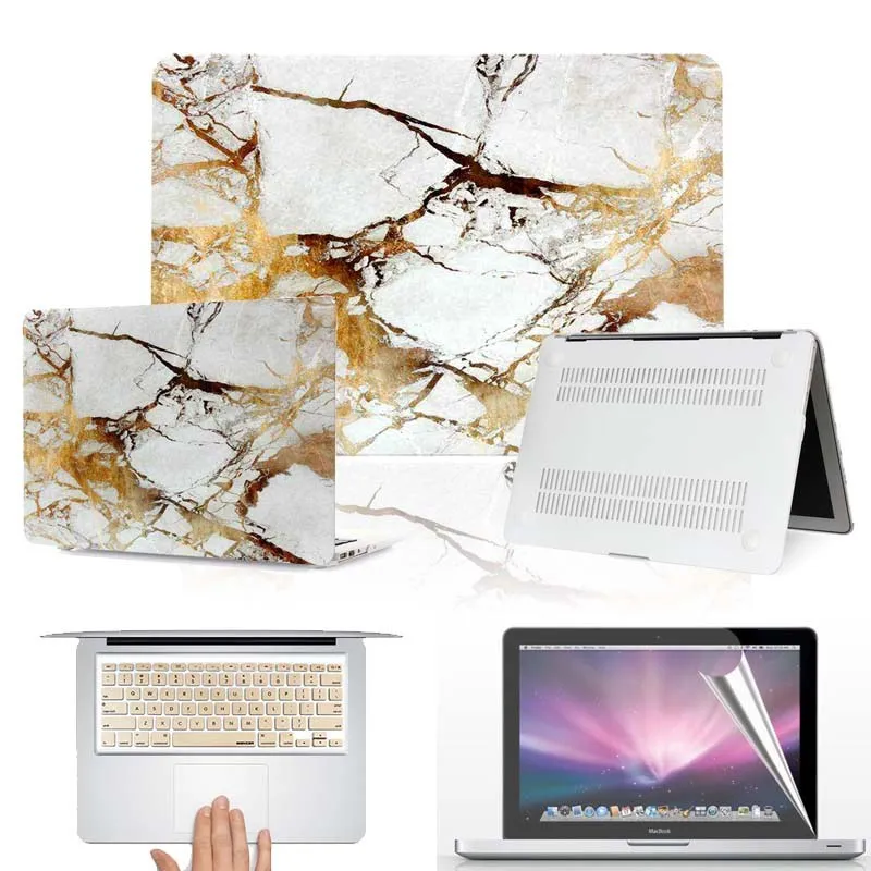 Gold Marble Матовый для Apple MacBook Air Pro retina 12 13 15 жесткий чехол для ноутбука защитный чехол+ клавиатура чехол+ экран для Macbook Pro 13 Чехол - Цвет: Gold Marble