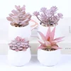 Pink Flocking Artificial Succulents Plants With Pot For Home Garden Decoration Fake Bonsai Flower Planta Artificial Accessories 1