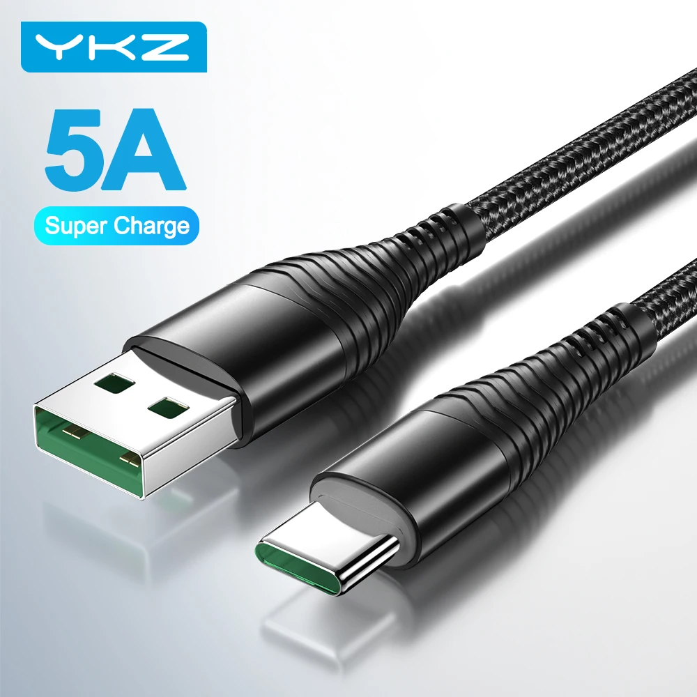  YKZ 5A SuperCharge кабель с разъемом USB Type C для Huawei P40 P30 Mate 40 Pro Быстрый зарядный кабель USB Type C для быстрой зарядки QC 3,0 для Samsung 