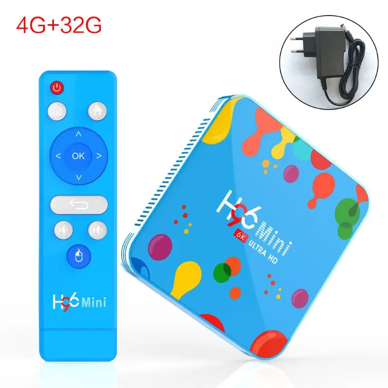 1Set 4GB 32/128GB H96 Mini for Android 9.0 Smart TV Box H6 Quad Core 6K Wifi HD Player Set Top Box