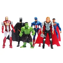 6 шт./лот Супергерои из “Мстителей” «Бэтмен», «Человек-паук», «Железный человек, «Халк», «Тор», «Капитан Америка совместный подвижный ПВХ фигурка модель игрушки куклы