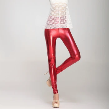 

PU Leather Women Skinny Leggings High Waist Stretchy Slim Pencil Pants