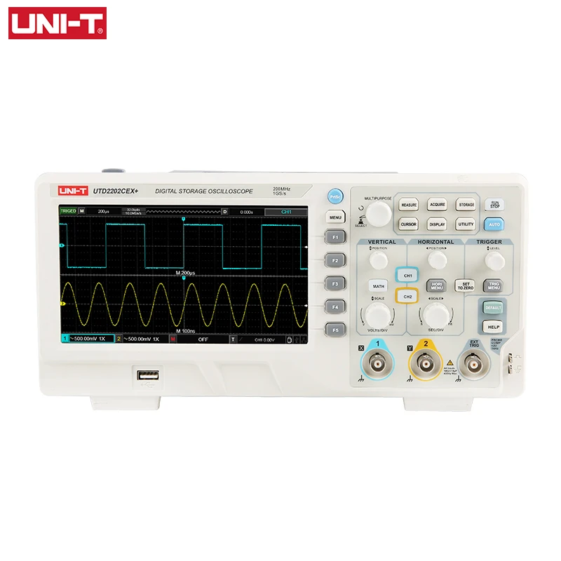 

UNI-T Digital Oscilloscope USB UTD2202CEX+ Dual Channel 200Mhz 1G Sampling Rate High Voltage Probe PC LCD Portable Osciloscopio