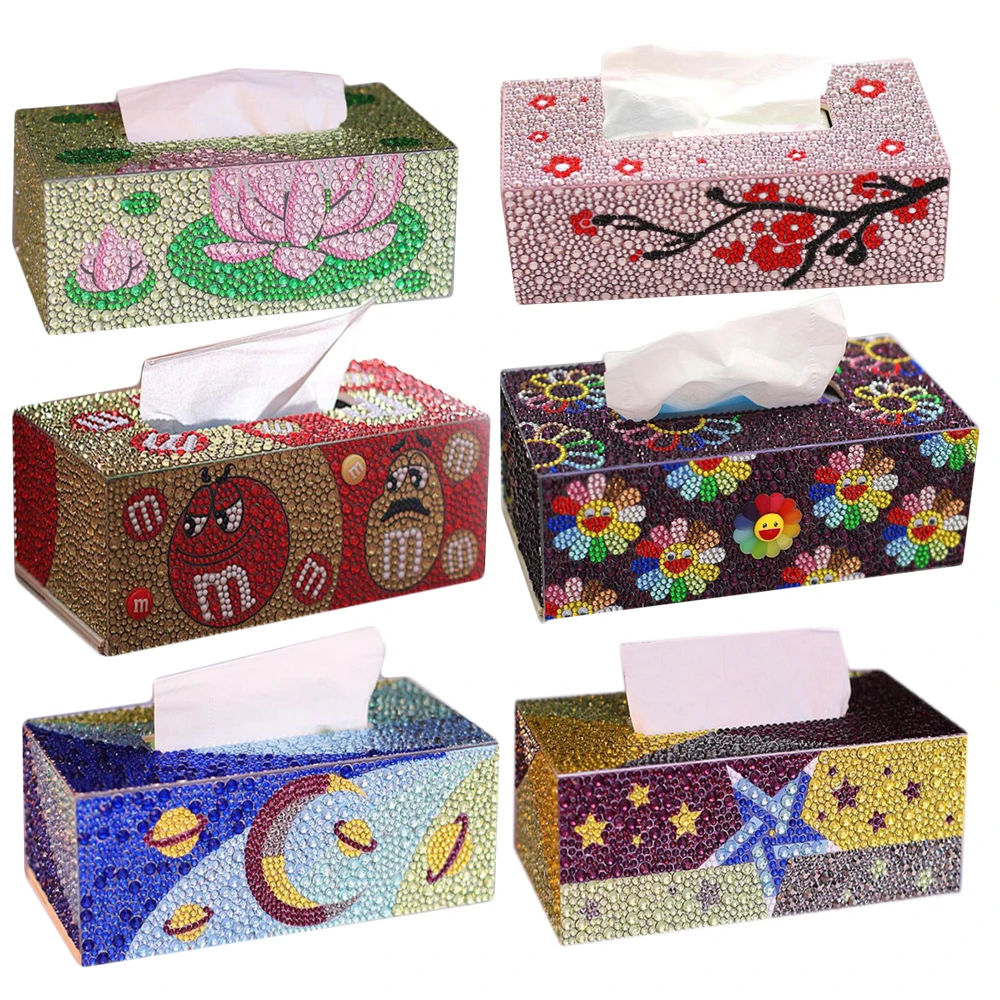 New Crystal Diamond Painting Tissue Box Handmade 3D Puzzle Storage Box