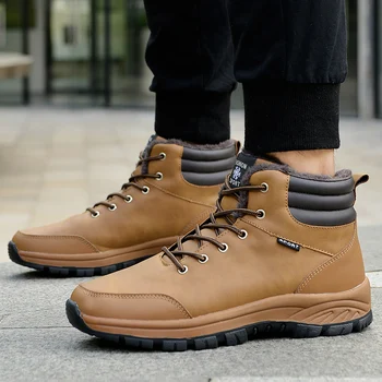

Fashion Winter Men Boots Warm Working Boots Plus Cotton High-Top Outdoor Boots Waterproof Hiking Safety Shoes Men's Desert Boots