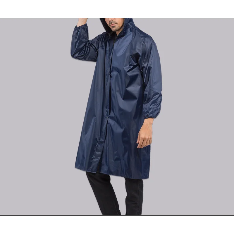 

Free Size Navy Blue PVC Rubber Raincoat Outdoor Rain Coat Impermeable Capa de Chuva Waterproof Rain Cape Cover Hooded Rain Gear