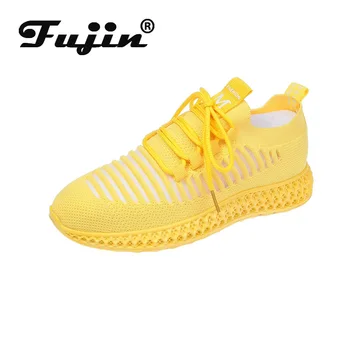 

Fujin Fashion Women Cross Tied 2020 Sneakers Spring Platform Height Low Heels Shoes Fashion Breathable Women Casual Chunky Shoes