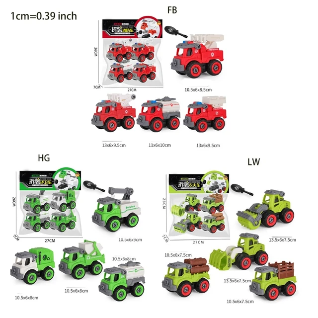 40JC Firefighting Sanitation Farmer Construction Toys Take Apart Car Toys DIY Engineering Construction Toy 6