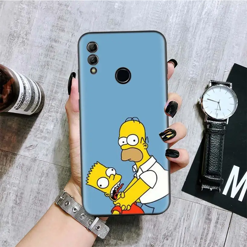 Funny Homer J Simpson Black Cover Phone Case for Huawei Y9 Y5 Y6 Y7 2019 Honor 4