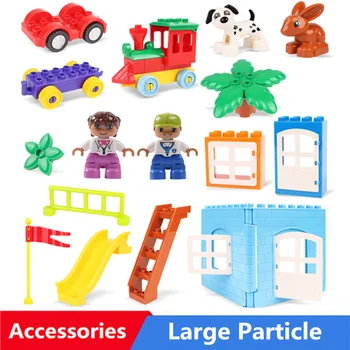 

Diy Big Size Building Blocks Accessories Parts Cpmpatible With Duploed Window Doors Tree Slide Toys For Children Kids Gifts