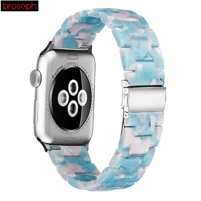 Ремешок из смолы для iwatch 4 Band 44 мм 40 мм Push-браслет на кнопке для Apple Watch Series 4 3 2 1 часы браслет Ремешки для часов