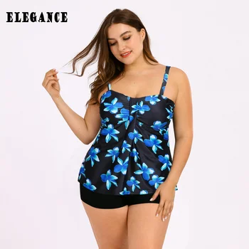 

2020 Plus Size Swimwear Women Tankini Swimsuits High Waist Swimsuit Floral Print Bathing Suits Large Size Swimming Suit 5XL