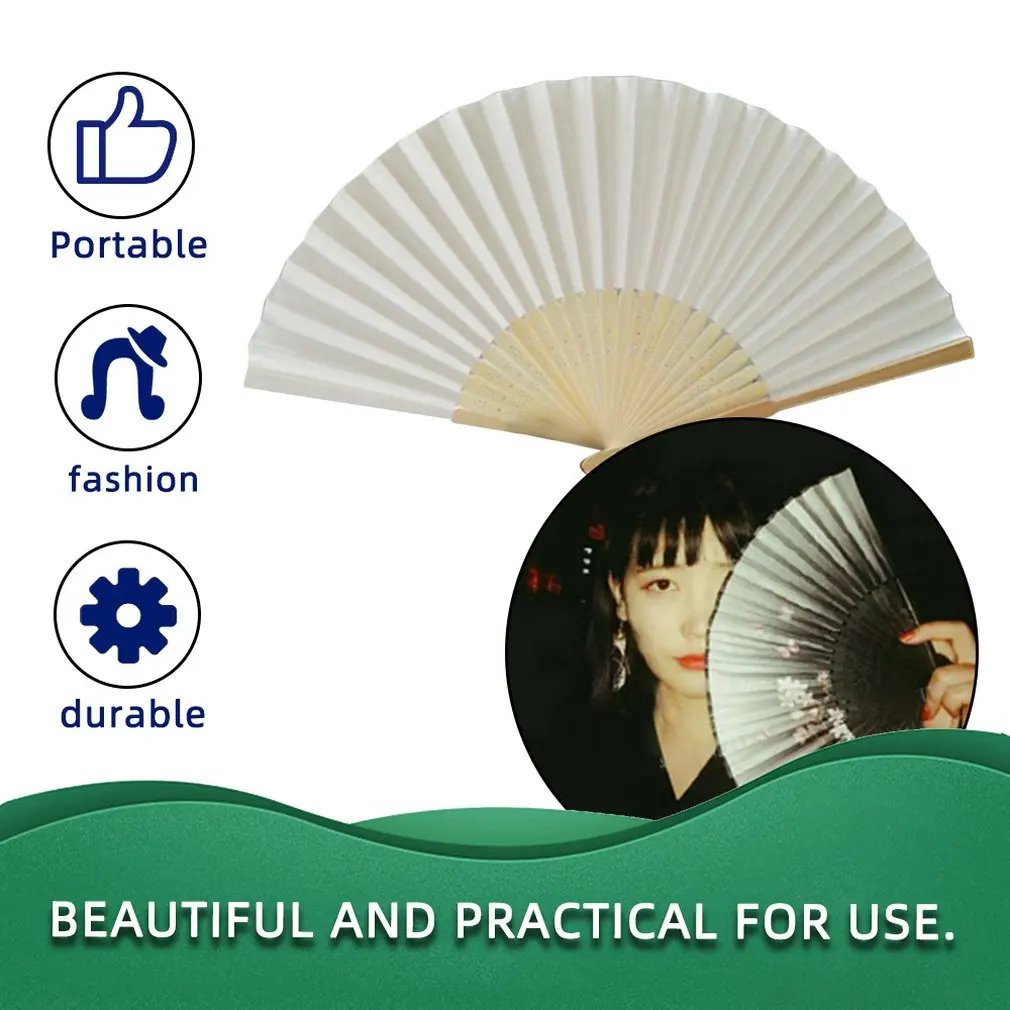 Portable Size DIY Summer Bamboo Folding Hand Held Fan Chinese Dance Party Pocket Gifts Wedding Solid Color Fan Dropshipping