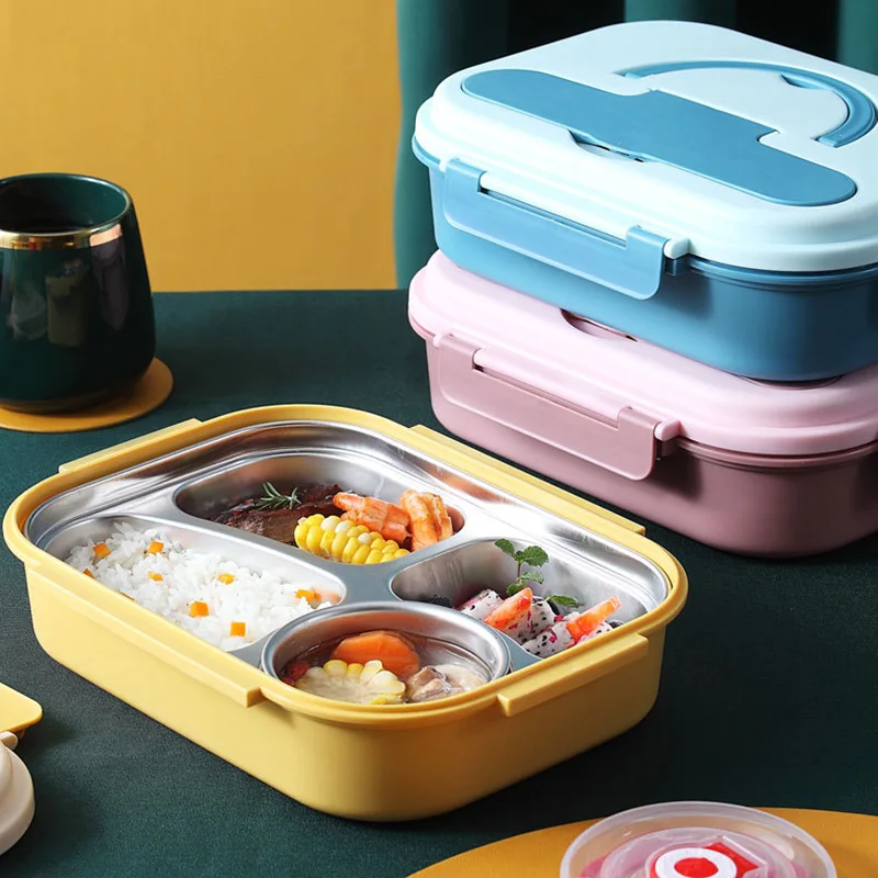 Cute Bento Lunch Box for Kids School Children Microwavable Stainless Steel Kindergarten Children's Bread Sandwich Food Box