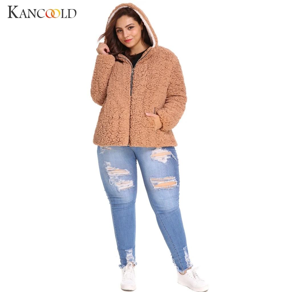 KANCOOLD, элегантное женское пальто из искусственного меха, Осень-зима, теплая мягкая меховая куртка на молнии, плюшевое пальто с карманами, Повседневная плюшевая верхняя одежда