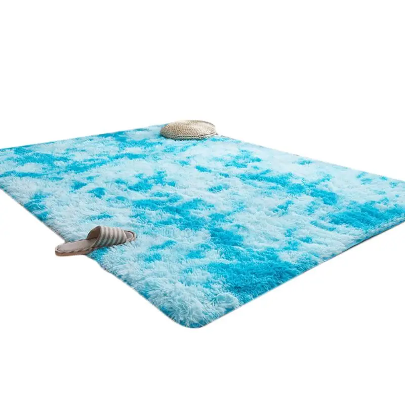 Blue 40X60CM Тай-дай область ковера и пушистой плюшевой ткани ковер с длинным ворсом, прямоугольник градиент Цвет пол ковер - Цвет: Blue 40X60CM