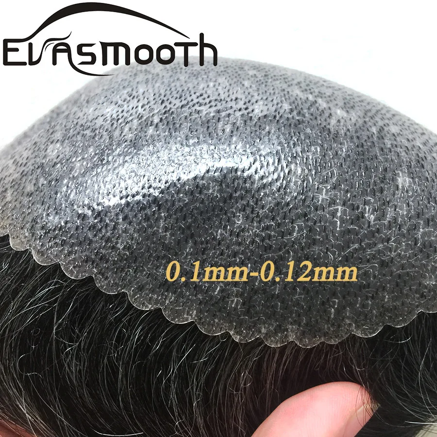 0.12mm With Knot Men Natural Human Hair Toupee Full Pu Wig Male Replacement System Indian Hair Wigs human hair toupee