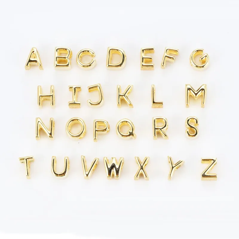 

Original 925 Sterling Silver Bead Gold 26 Letter Beads Fit Pandora Women Bracelet & Necklace Diy Jewelry
