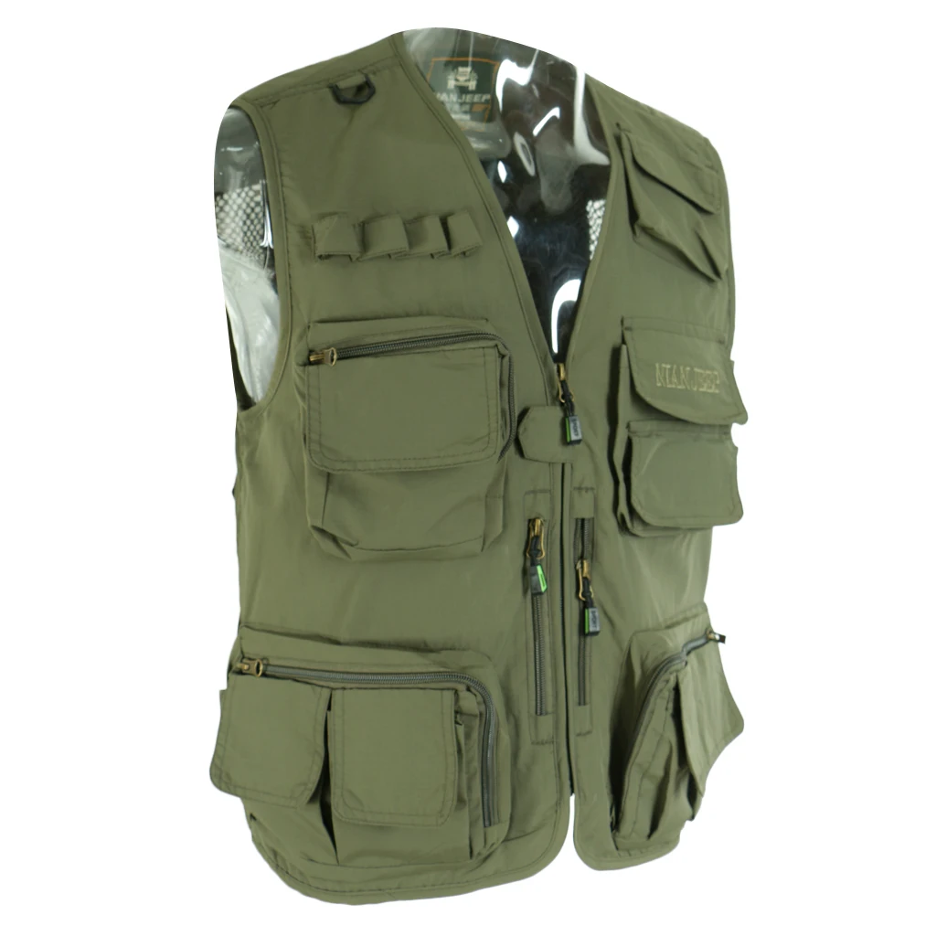 Men's Mesh Fishing Vest Photography Working Multi-pockets Vest Outdoors Sports Journalist's Vest Jacket Survival Utility Vest