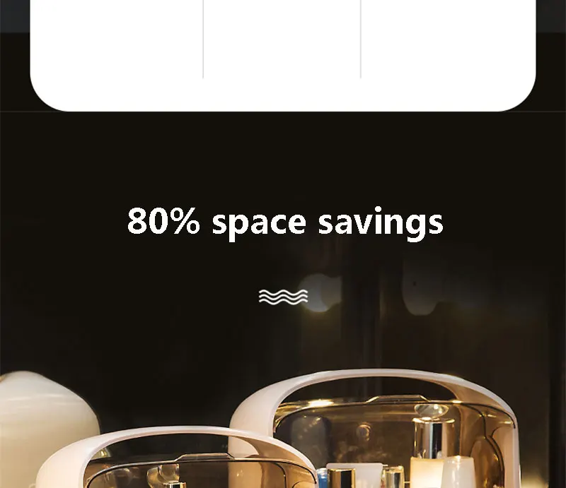 Makeup Organizer Transparent Clamshell 2 Drawer Dressing Table Desktop Plastic Cosmetic Box Storage Containers Jewelry Holder