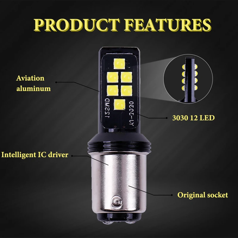 Led ڵ   극ũ Ʈ CANBUS, P21W PY21W BA15S 1157 P21/5W W21/5W BAY15D T20 LED 7440 W21W T15 BAU15S 3030 Ĩ, 2 