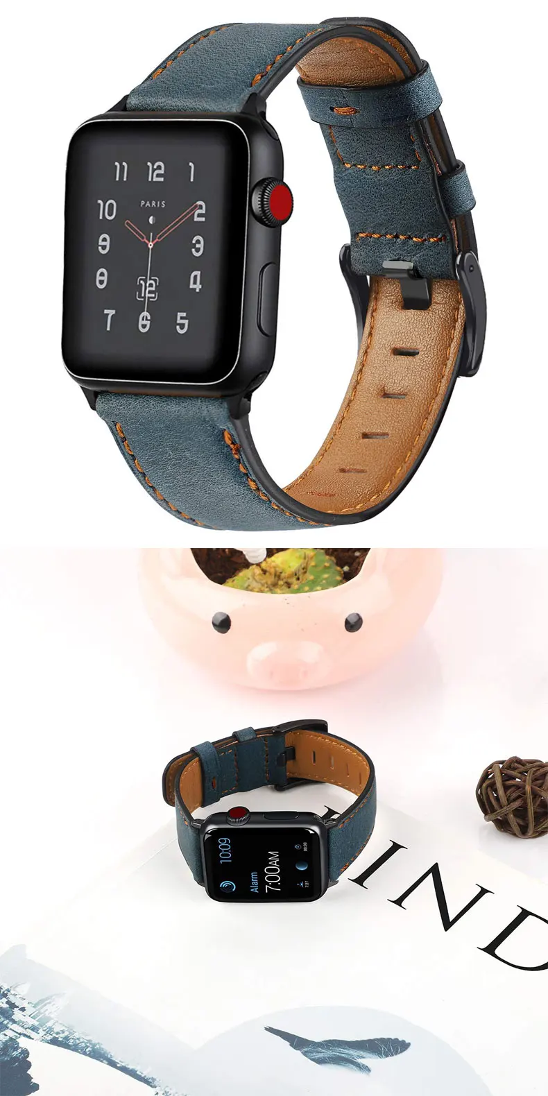 Ремешок для apple watch 5 4 apple watch, ремешок 42 мм, 38 мм, Версия 44 мм 40 мм ремень наручных часов iwatch серии 5/4/3/2/1 из натуральной кожи в стиле ретро браслет