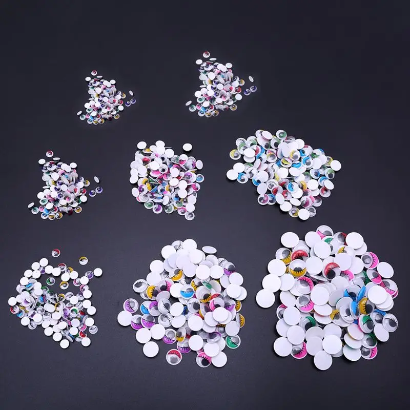 

200pcs Mixed Color Self Adhesive Eyes with Eyelashes for Doll Bear Stuffed Toy DIY Craft 6mm/7mm/8mm/10mm/12mm/15mm/18mm/20mm