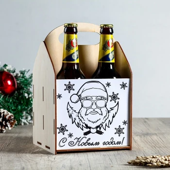 

A box for beer "Happy New Year!" Santa Claus, Christmas trees 4667349