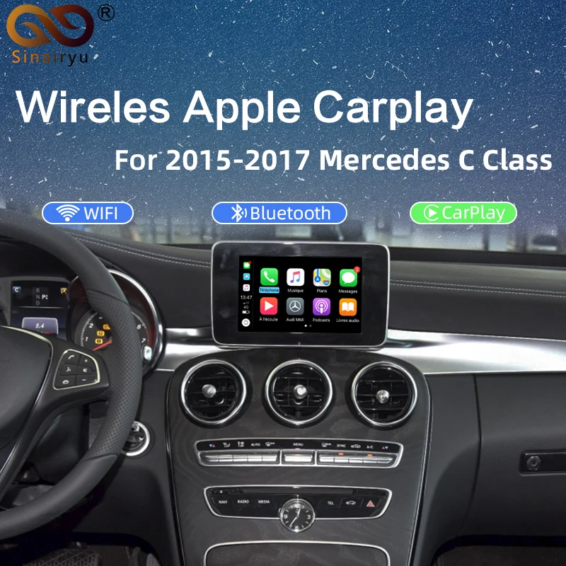 

Sinairyu 2020 Wireless Apple CarPlay Retrofit for Mercedes 2015-2019 Car Play Support Rear Camera with Android Mirroring/Auto