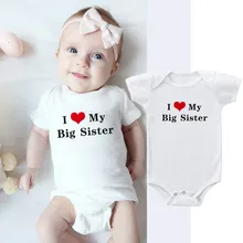 Одежда для новорожденных из хлопка с принтом «I LOVE MY SISTER», комбинезон для маленьких мальчиков, BR-1902