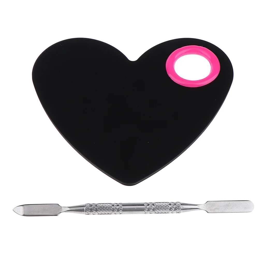 Heart Shaped Plate Makeup Cosmetic Palette Spatula Blending Mixing Trays Foundation Eyeshadow Mixing Palette with Spatula Rod 