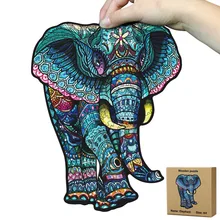 Puzzle en bois coloré en forme d'animal, éléphant, jouet suspendu au mur, motif irrégulier, cadeau pour enfants A4A5, 100 pièces, nouvelle collection
