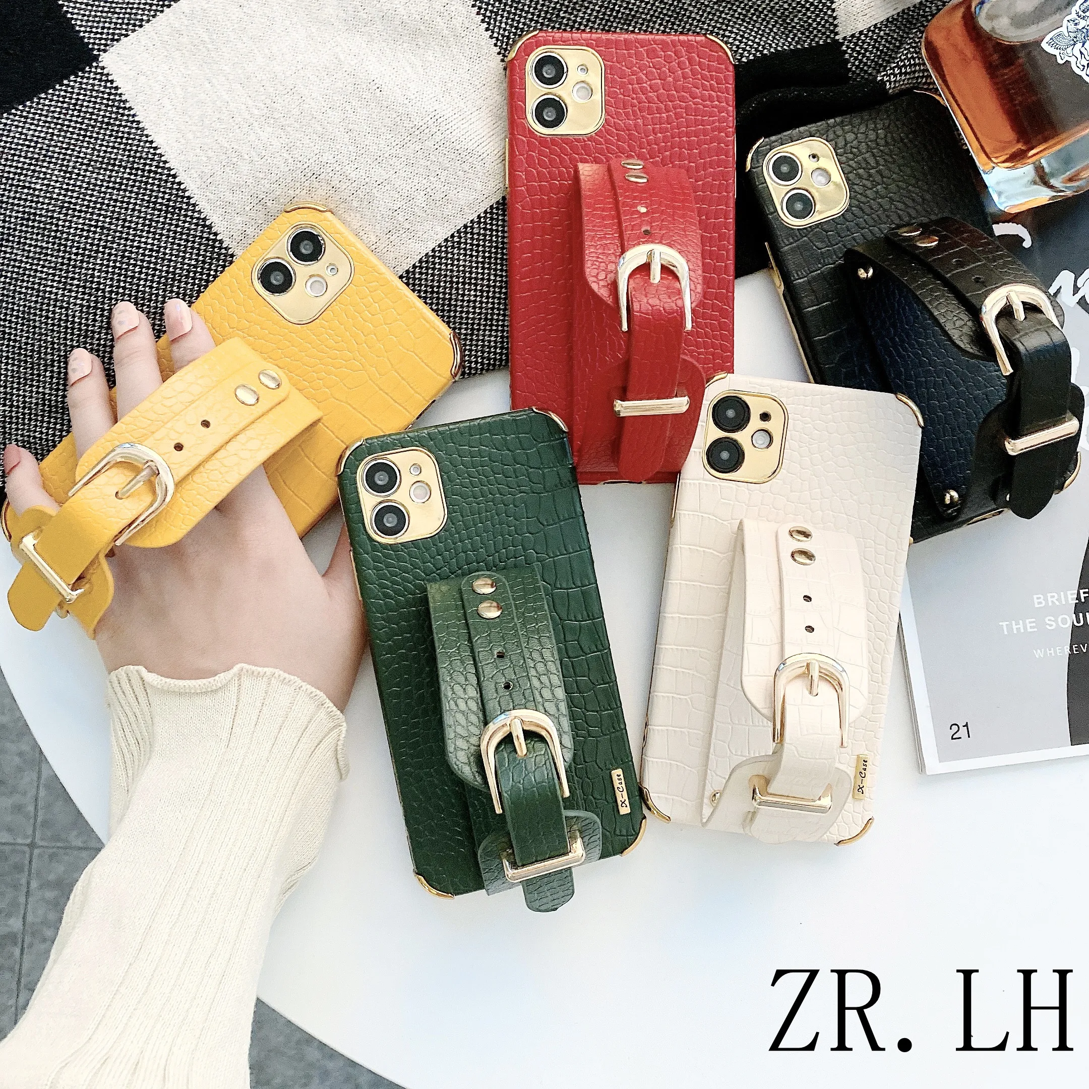 

Vintage Crocodile Pattern Texture PU strap Leather Phone Case For iPhone 15 14 13 11 12 Pro XS MAX XR X 7 8Plus SE2020 Back Cove