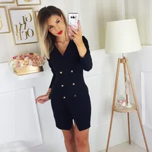 Элегантный женский костюм, однотонный Блейзер, платье для женщин, куртка с длинным рукавом, Офисная Леди, с разрезом, v-образный вырез, для работы, официальная, бодикон, повседневная, уличная одежда