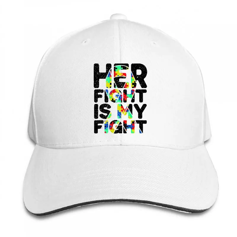 Мужская бейсболка с надписью «Her Fight is My Fight Autism» и поддержкой - Цвет: 2-White