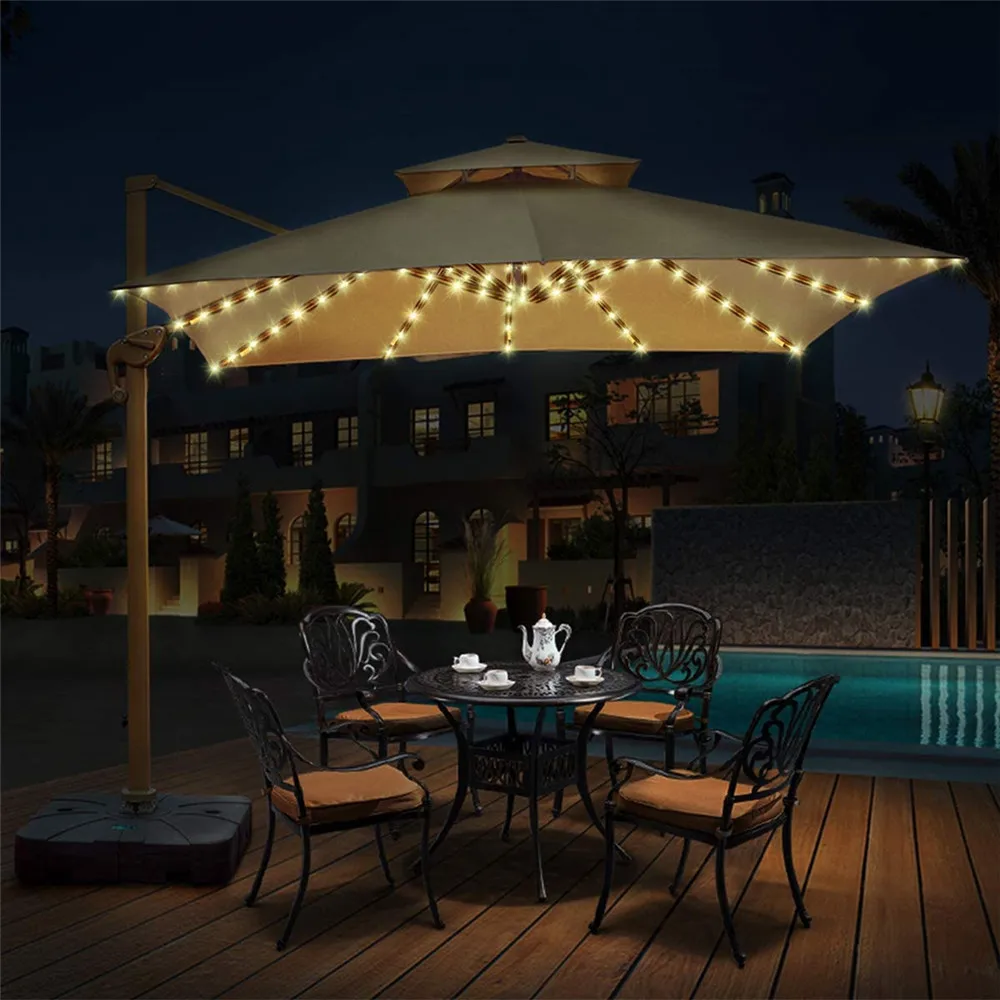 Beach Umbrella Tent Light 104LED Solar Powered Copper wire LED String Light Outdoor Hanging Umbrella Garden Patio Lamp Lights