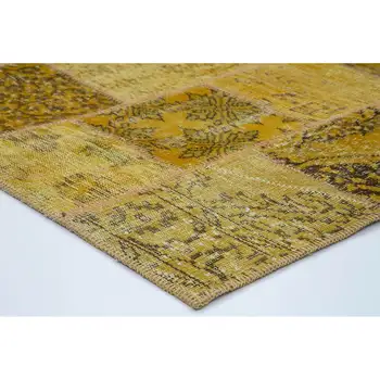 

144x198 Cm Yellow Handmade Patchwork Rug-5x6 Ft