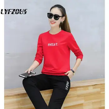 

LYFZOUS New Tops And Pants Set For Women 2020 Spring Outfit Tracksuit Sportswear Two Piece Set Plus Size Letter Print Clothing