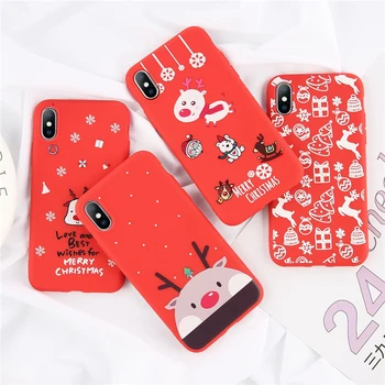

Christmas Deer Santa Claus Case For 11 Pro XS Max XR X 7 8Plus Phone Case Silicone Cartoon 2020 Xmas Gifts Navidad New Year 2021