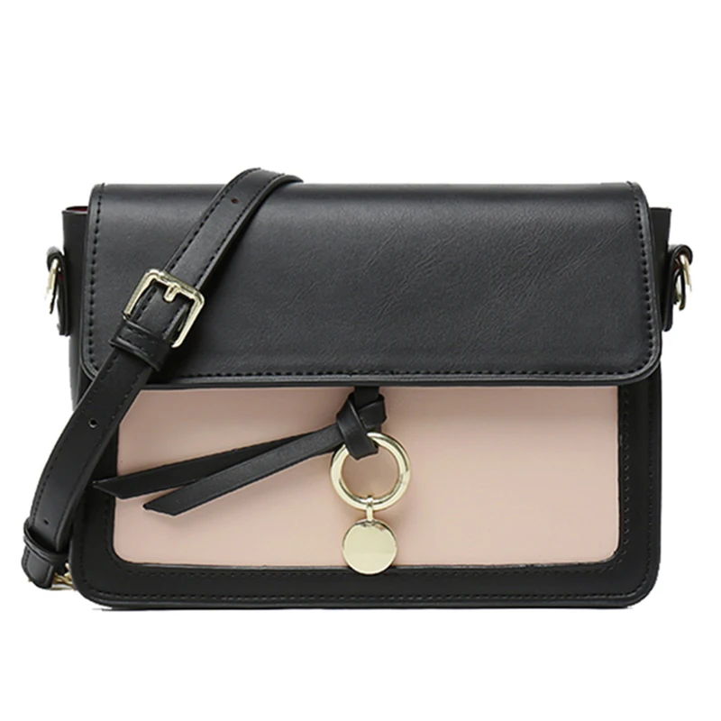 

Fashion Women Diagonal Bag Contrast Color Female Shoulder Bag Imitation Leather Commuter Lady Daily Bag Small New Black